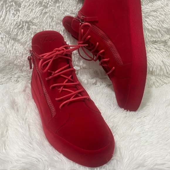 Giuseppe Zanotti Red Kriss Velvet Sneakers for men - Picture 3 of 16